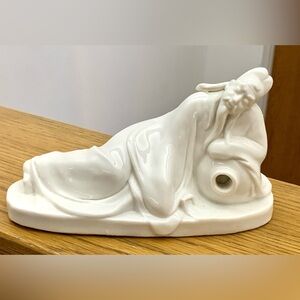 Vintage Mid Century Porcelain Lounging Napping Resting Chinese Man Figurine